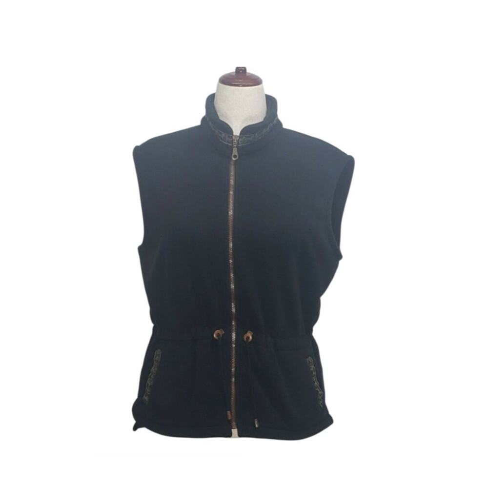 Vintage 90s Tsunami Dark Gray Fleece Vest Womens L Gorpcore Apres Ski Outdoor